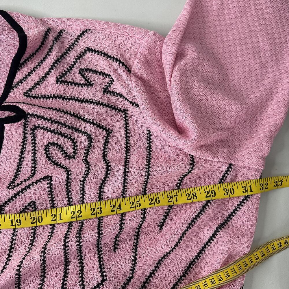 Ming Wang Sweater Womens 3X Pink‎ Black Knit Cardigan Jacket Geometric Pattern - Picture 10 of 12